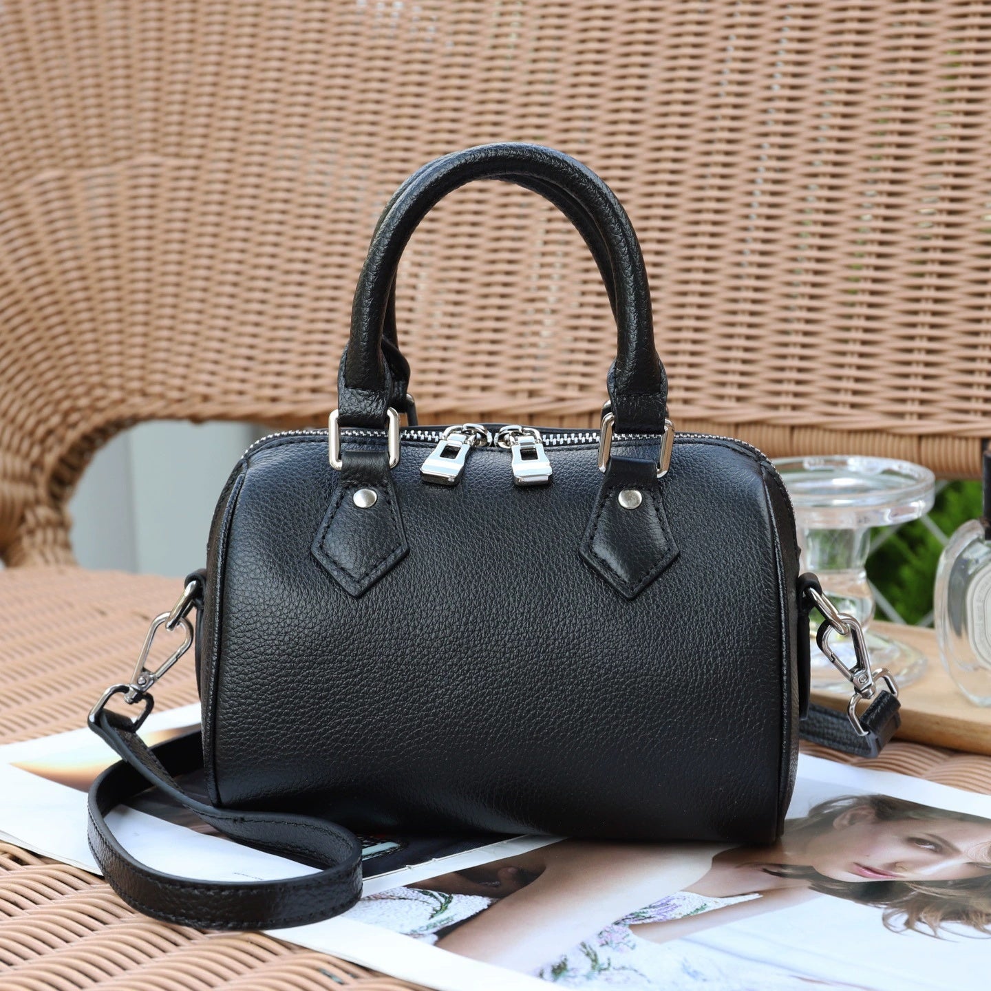 Sac pour femmes en cuir à grains supérieurs