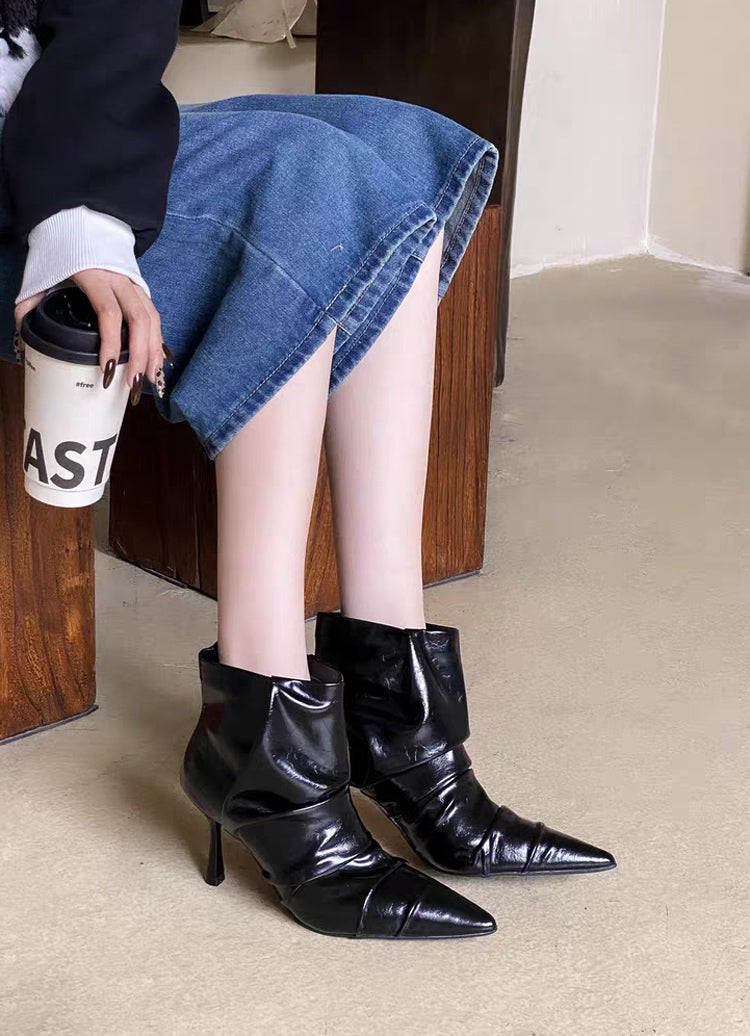 Automne Femmes Style français Toe pointu Stiletto Talon élevé Élégant Bottes de cheville sexy