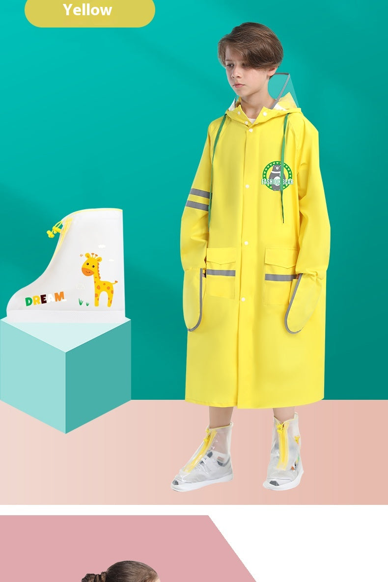 Enfants Raincoat Filles Garçons Élèves de l'école primaire Ceinture scolaire Sac scolaire Siège Moyen A