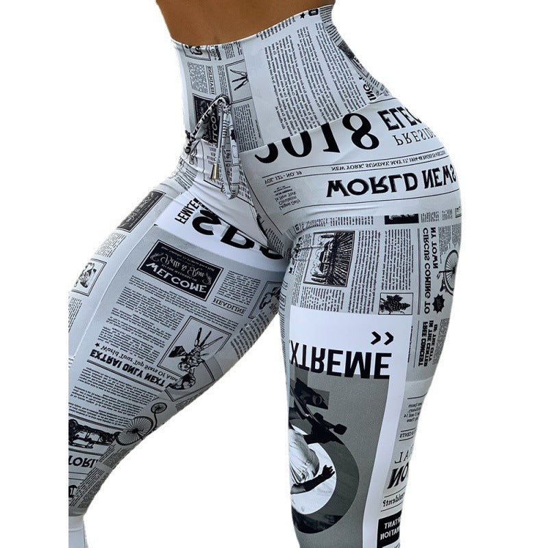 European And American Fashion News Times Digital Printed High Waist Stretch Yoga Pantalons Run