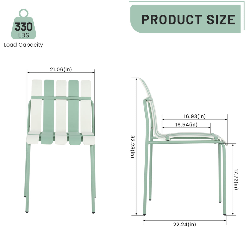 Été - 4-Pack Chaises de bloc de couleur rayé moderne - Siège PP étanche et jambes en métal robuste