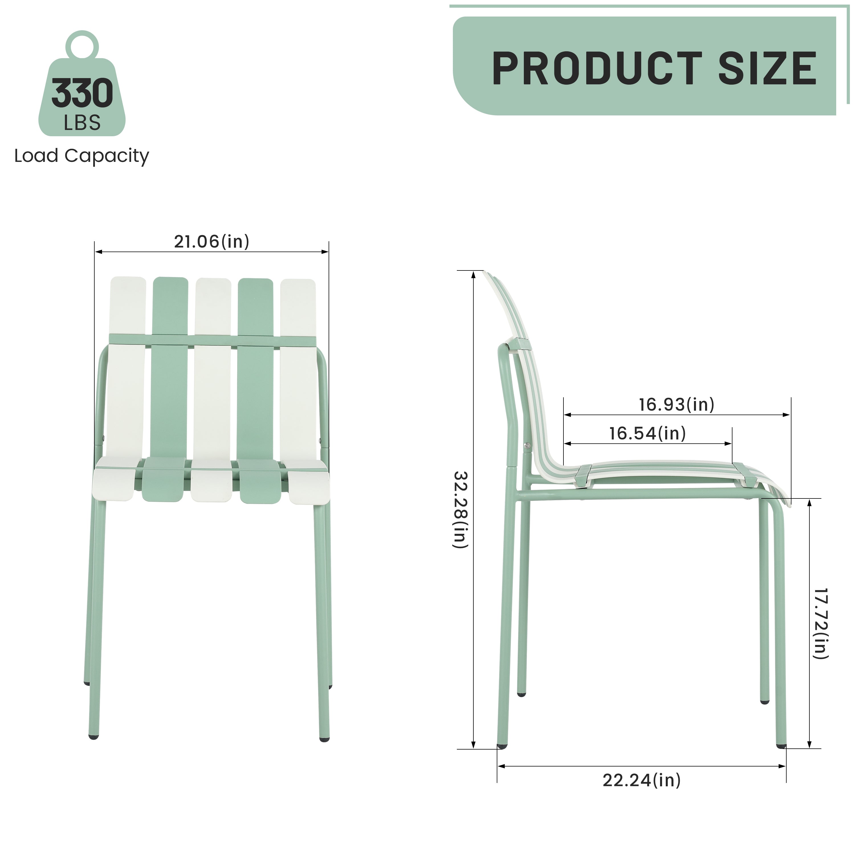Été - 4-Pack Chaises de bloc de couleur rayé moderne - Siège PP étanche et jambes en métal robuste