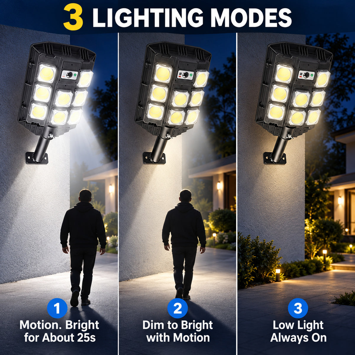 Capteur de mouvement solaire COB Garden Light W7101B 3 Pour la décoration de jardin LED Landscape Li