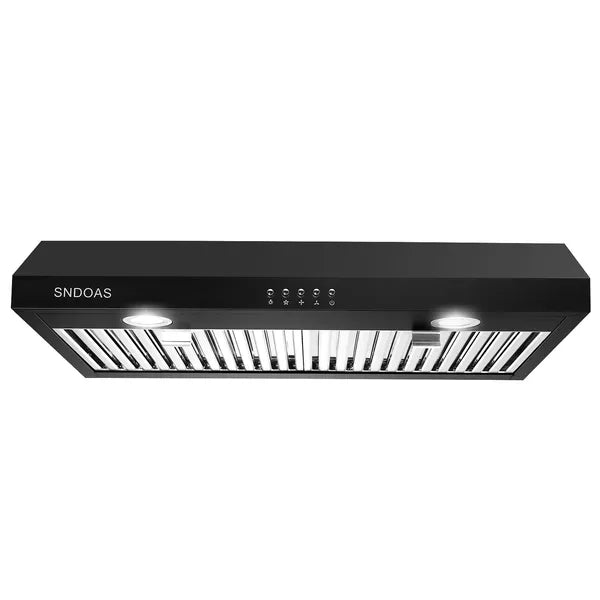 Hotte de cuisine sous cabinet de 30 pouces 3-Speed 600CFM Évent W/EDS Argent/Noir