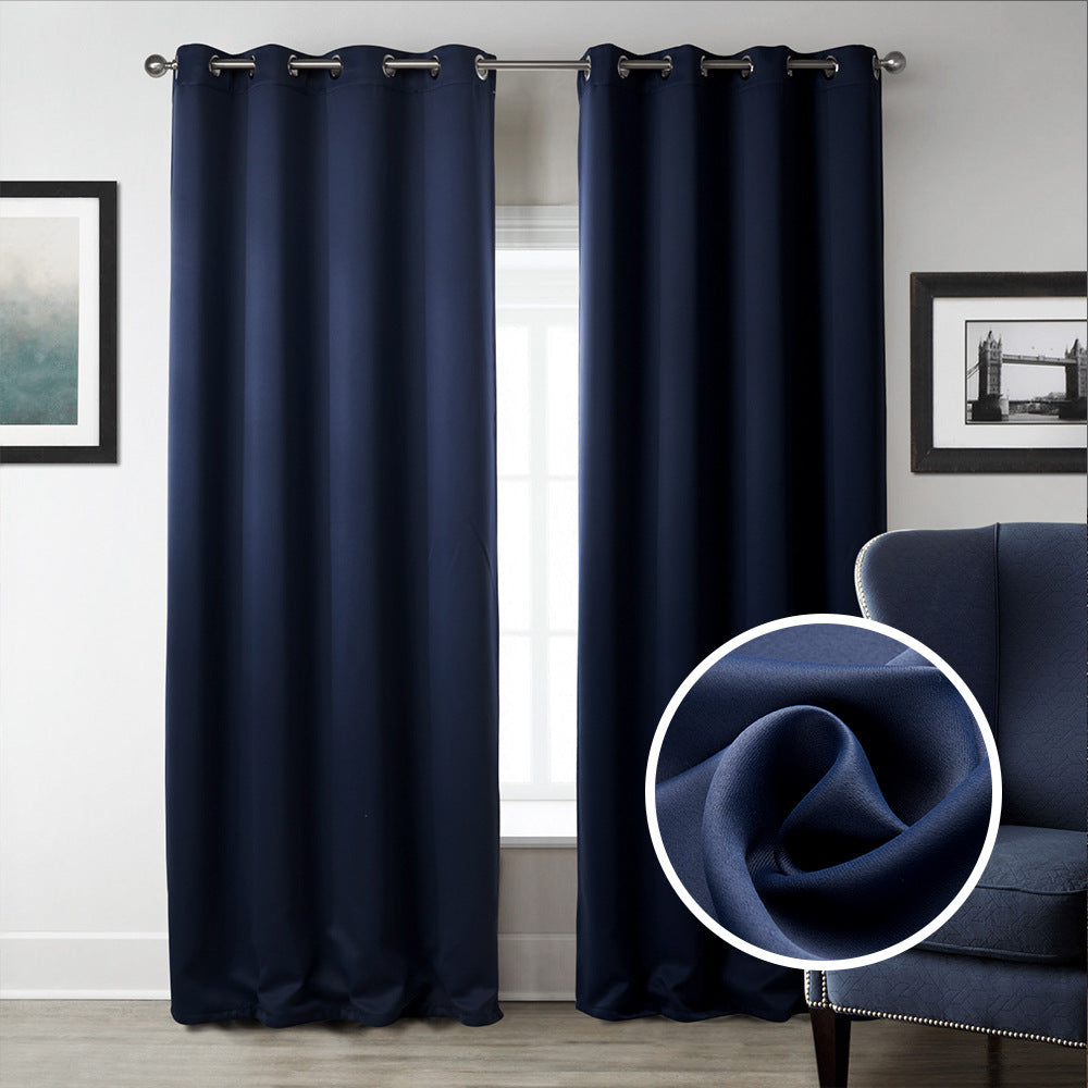 Rideaux imprimés en tissu noir de chambre bleu foncé