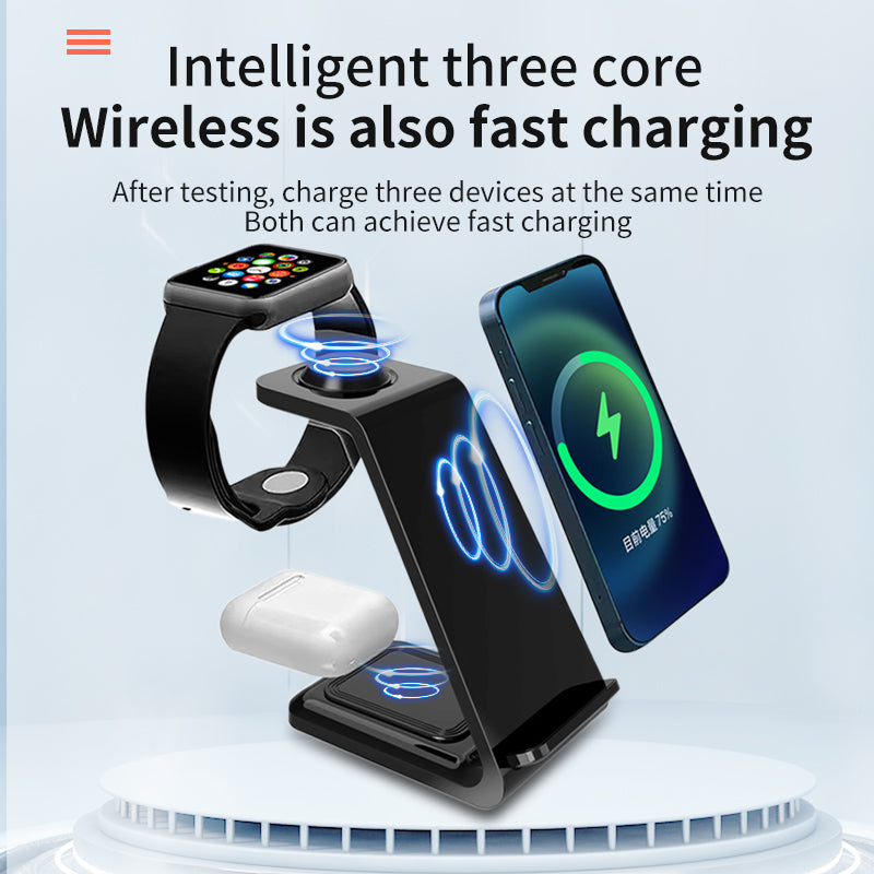 Chargeur sans fil 3-en-1 multi-fonctionnel haut de gamme pour téléphone mobile