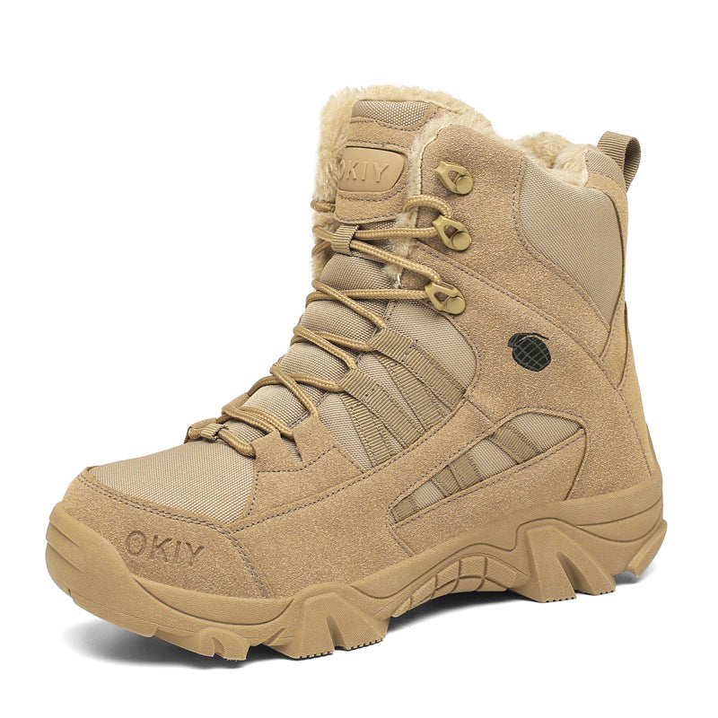 Exportation d'hommes Camping d'hiver Combat militaire bordé de polaire neige chaude Bottes d'escalade extérieure