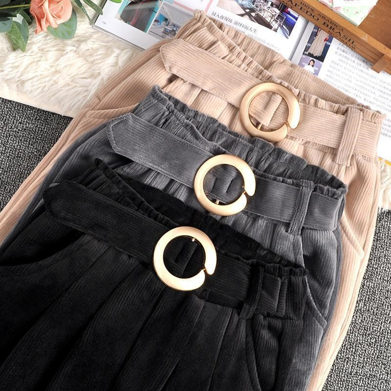Pantalons Corduroy Filles Automne et Hiver Vêtements Plus Cashmere