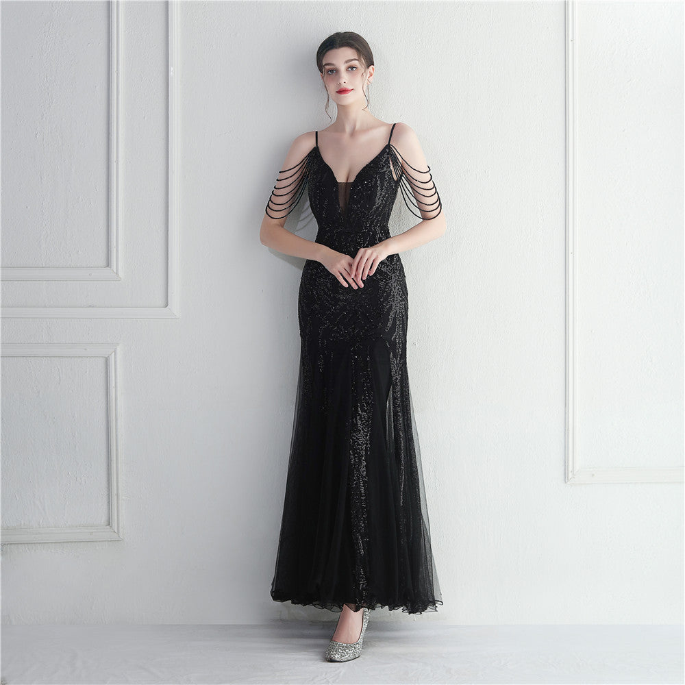 Mesh Perade mariage mariage mariage long camisole soirée Gown