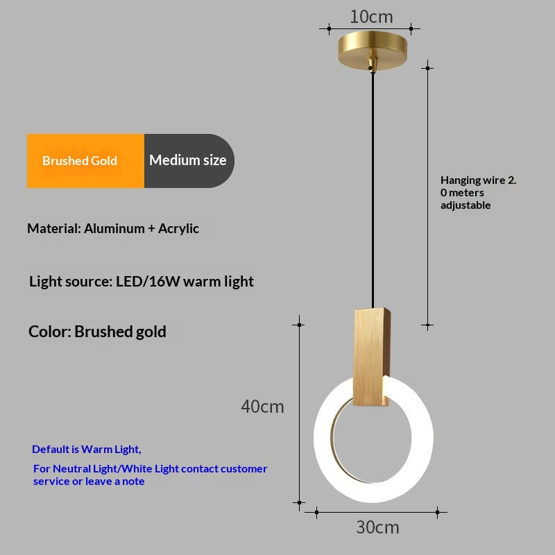 Lumière personnalisée de pendentif à tête unique pour la chambre principale