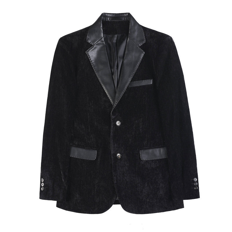 Hommes Patchwork Velvet en cuir Blazer