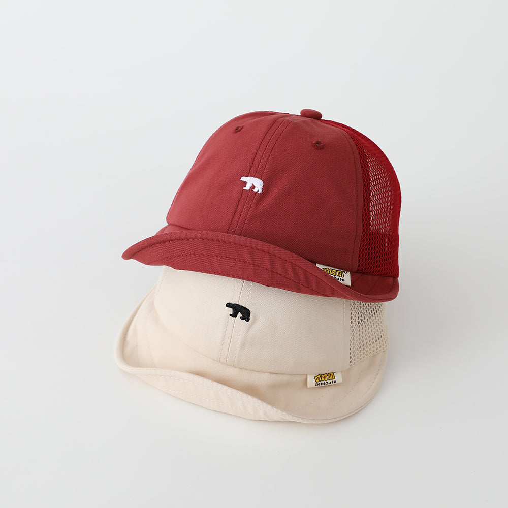 Casquette de baseball brodée en maille simple d'ours pour enfants - Mignon et style frais Baby Breathabl