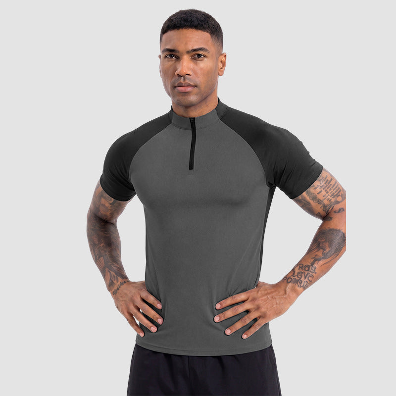T-shirt à manches courtes homme avec un collier à demi-zip