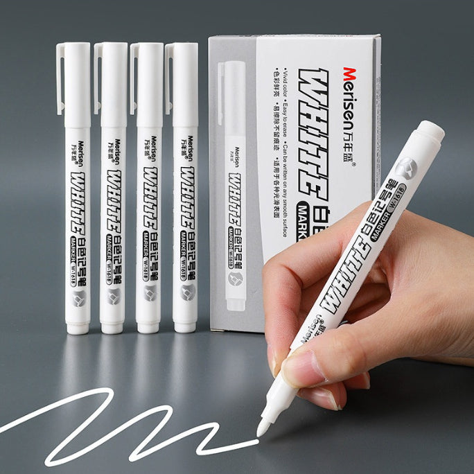Super blanc éblouissant tête fine séchage rapide stylo de peinture étanche
