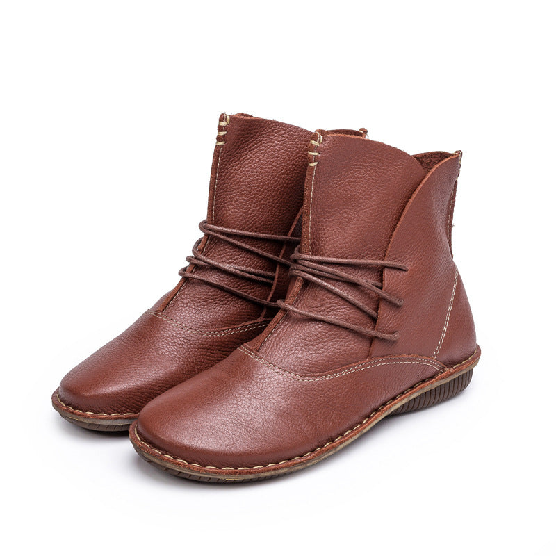 Bottes uniques pour femmes de la couche supérieure de la forêt rétro