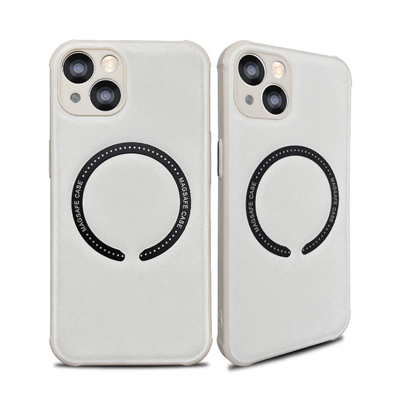 Boîtier de téléphone en cuir Iphone14 Mag Croix magnétique sûre