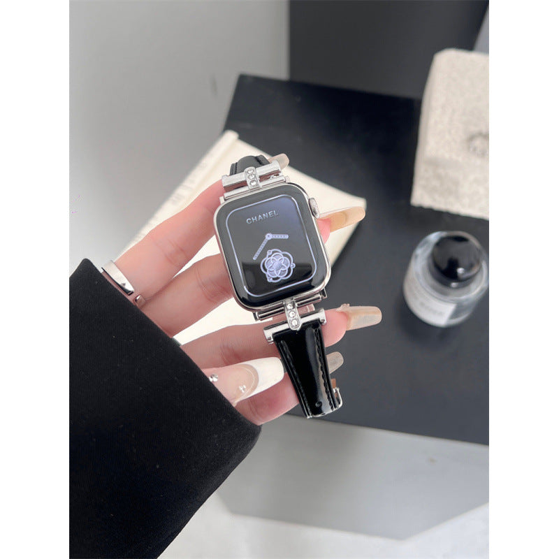 Bracelet de montre en cuir embelli par le diamant