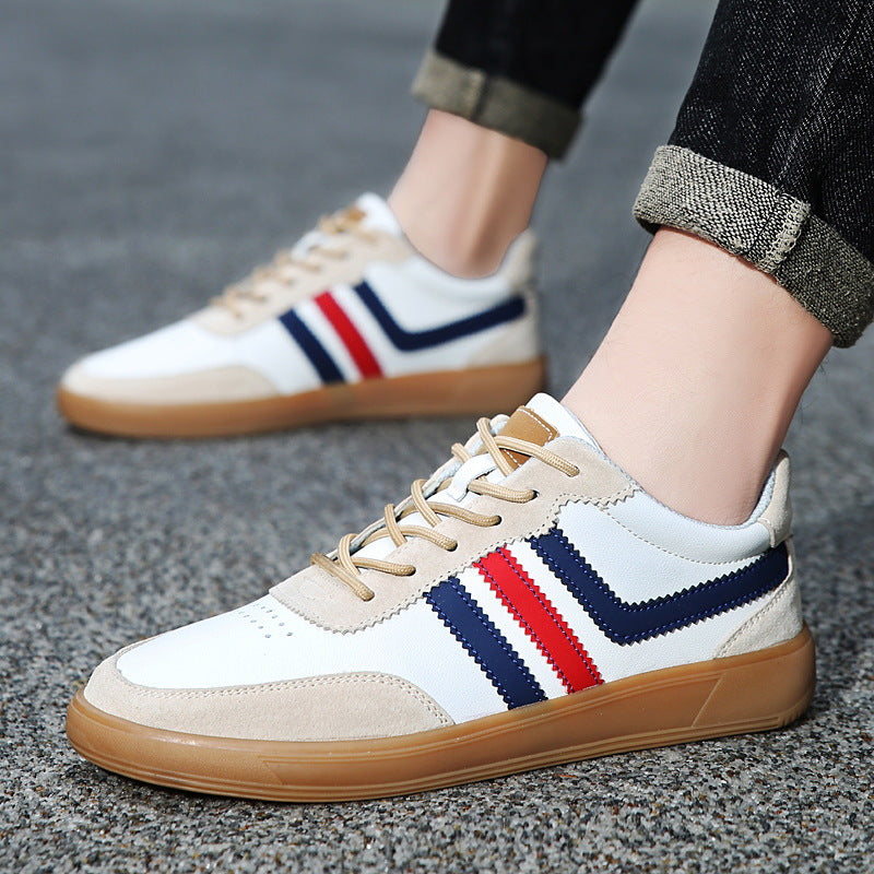 Sneakers en cuir pour hommes avec semelles intérieure et semelles en caoutchouc Tendon-Style