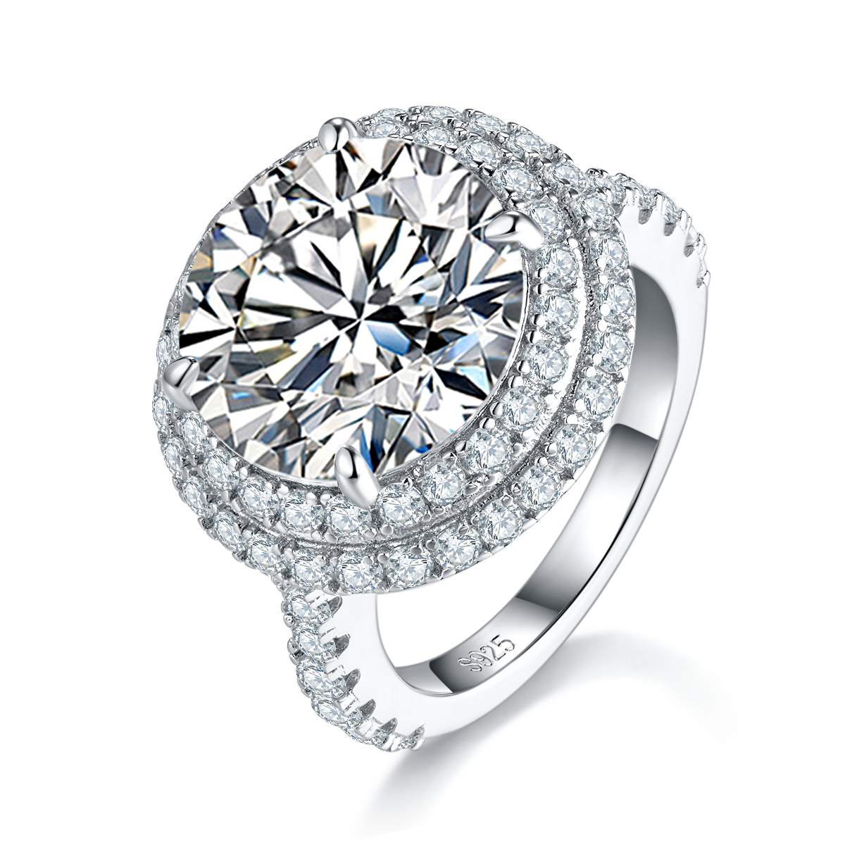 S925 Argent Sterling 8ct Anneau de Moissanite