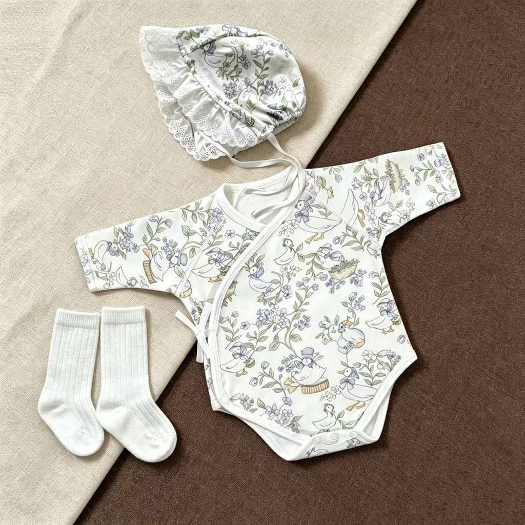 Romper à manches longues en coton pur quatre saisons pour bébés Et