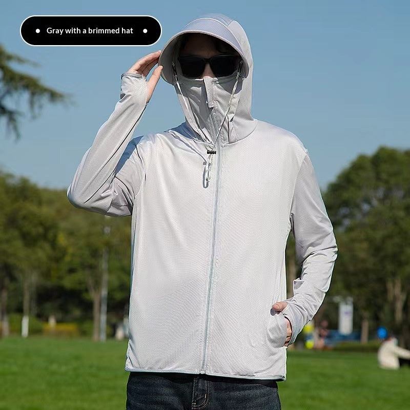 Ice Silk Sun Protective Top Mens Veste avec une preuve UV brim et respirant