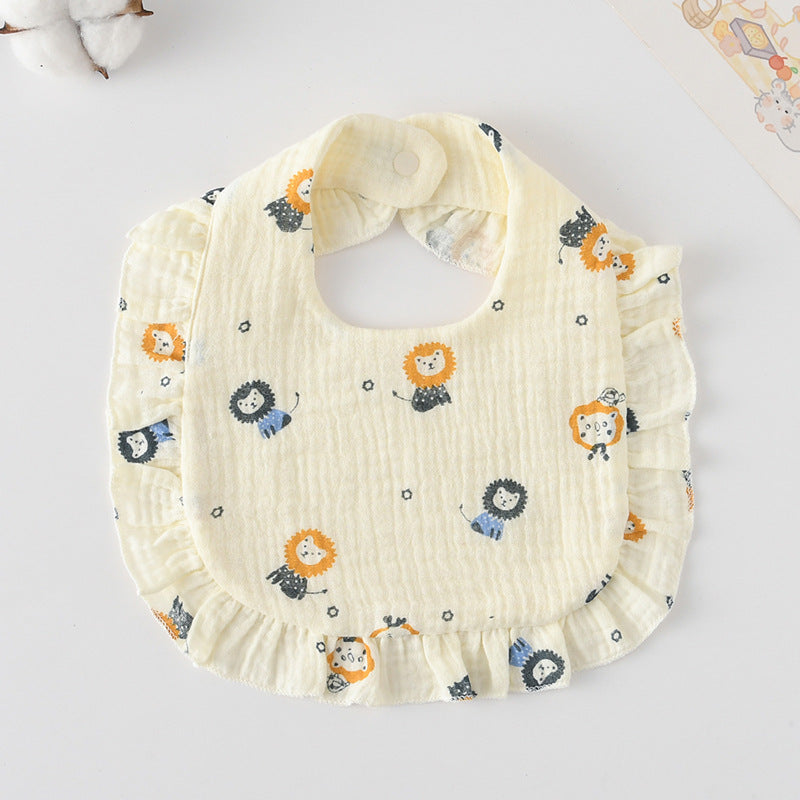 Bébé Bib Rufflé coton imprimé Gauze Dentelle Bib