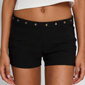 Short à rivet décoré pour femmes de couleur solide