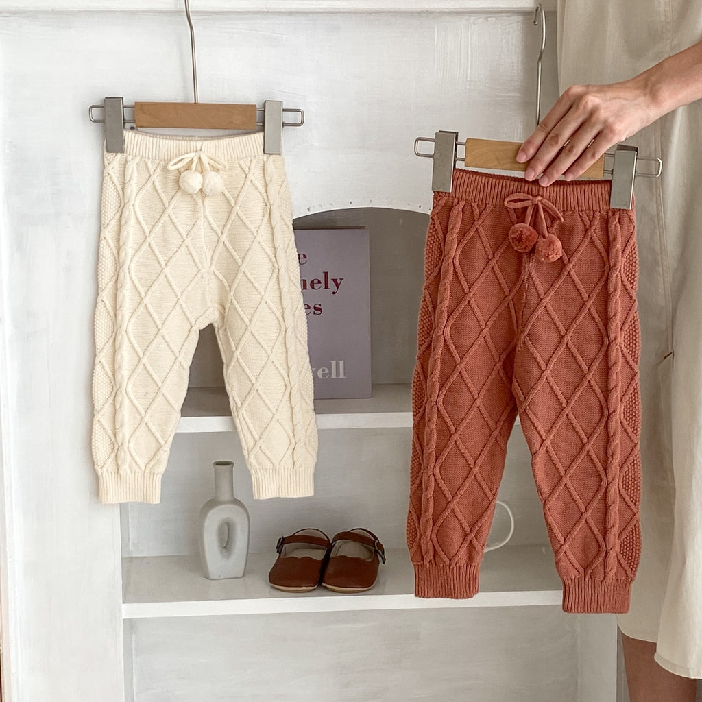 Bébé Garçons et filles Rhombus tricoté Pure beam long pantalons