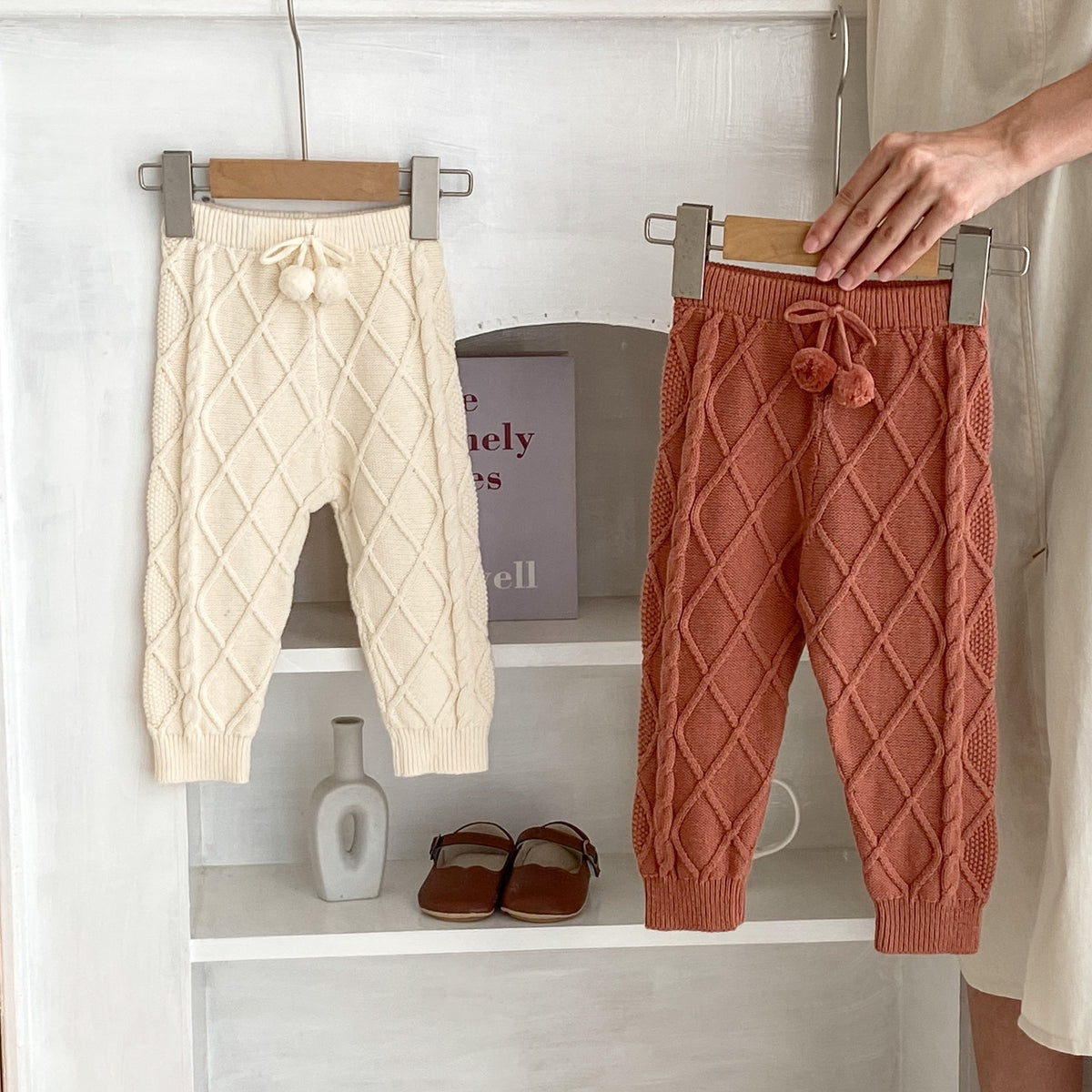 Bébé Garçons et filles Rhombus tricoté Pure beam long pantalons