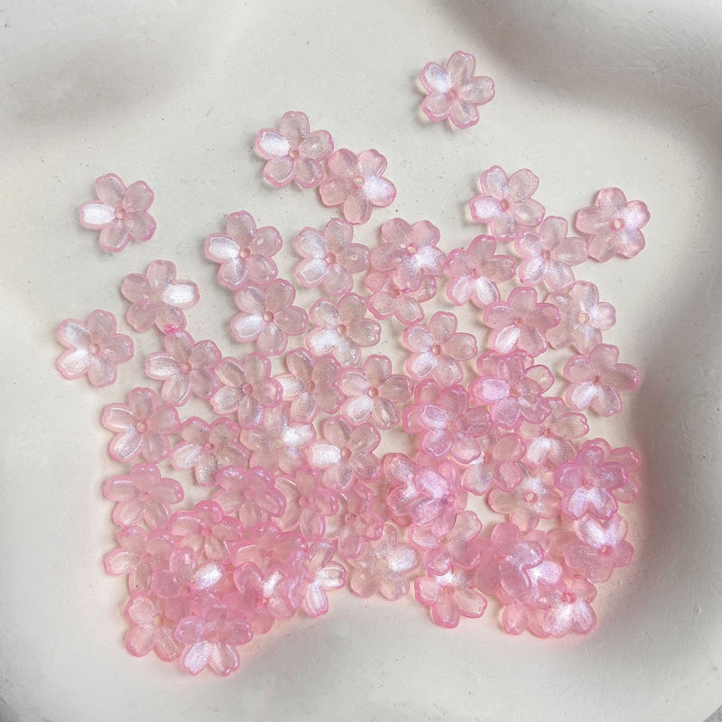 11mm Perles de fleur en acrylique 5-Petal Glitter