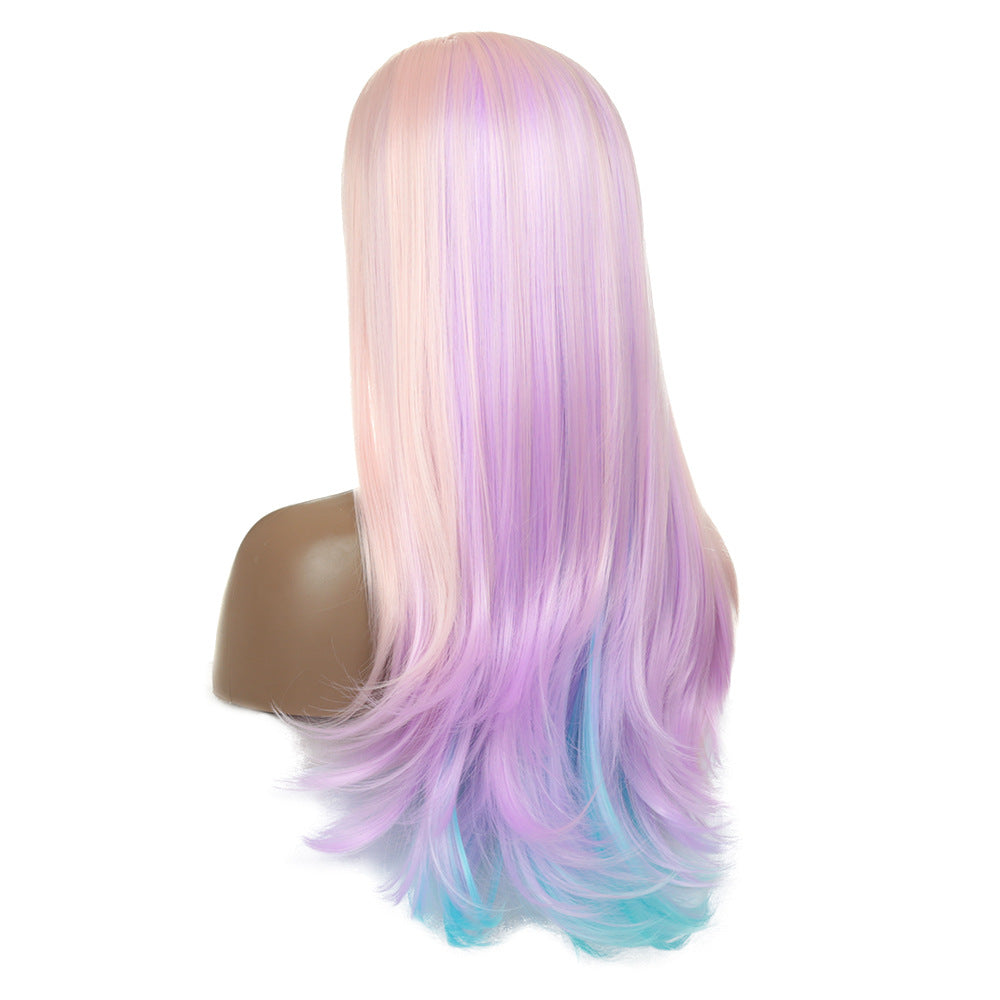 Gradient Couleur Intérieur Boucle Long Curly Cheveux Haute Température Soie Couleur Dentelle