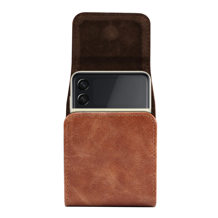 Applicable Flip Screen Mobile Phone Bag Suspendre Cuir Perforant Sac de pliage