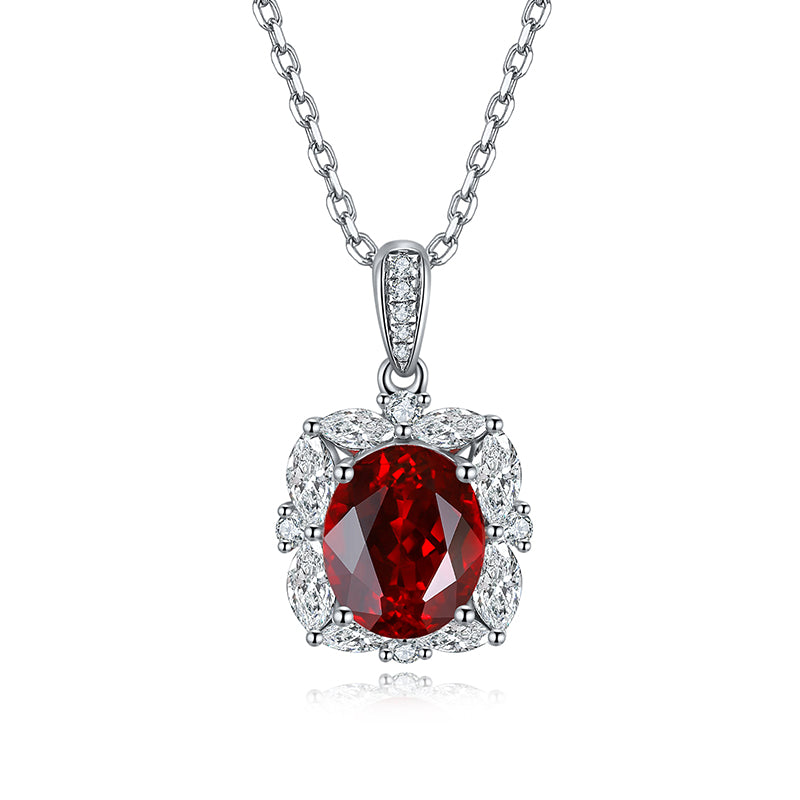 S925 Argent 3.9g Collier Ruby créé en laboratoire