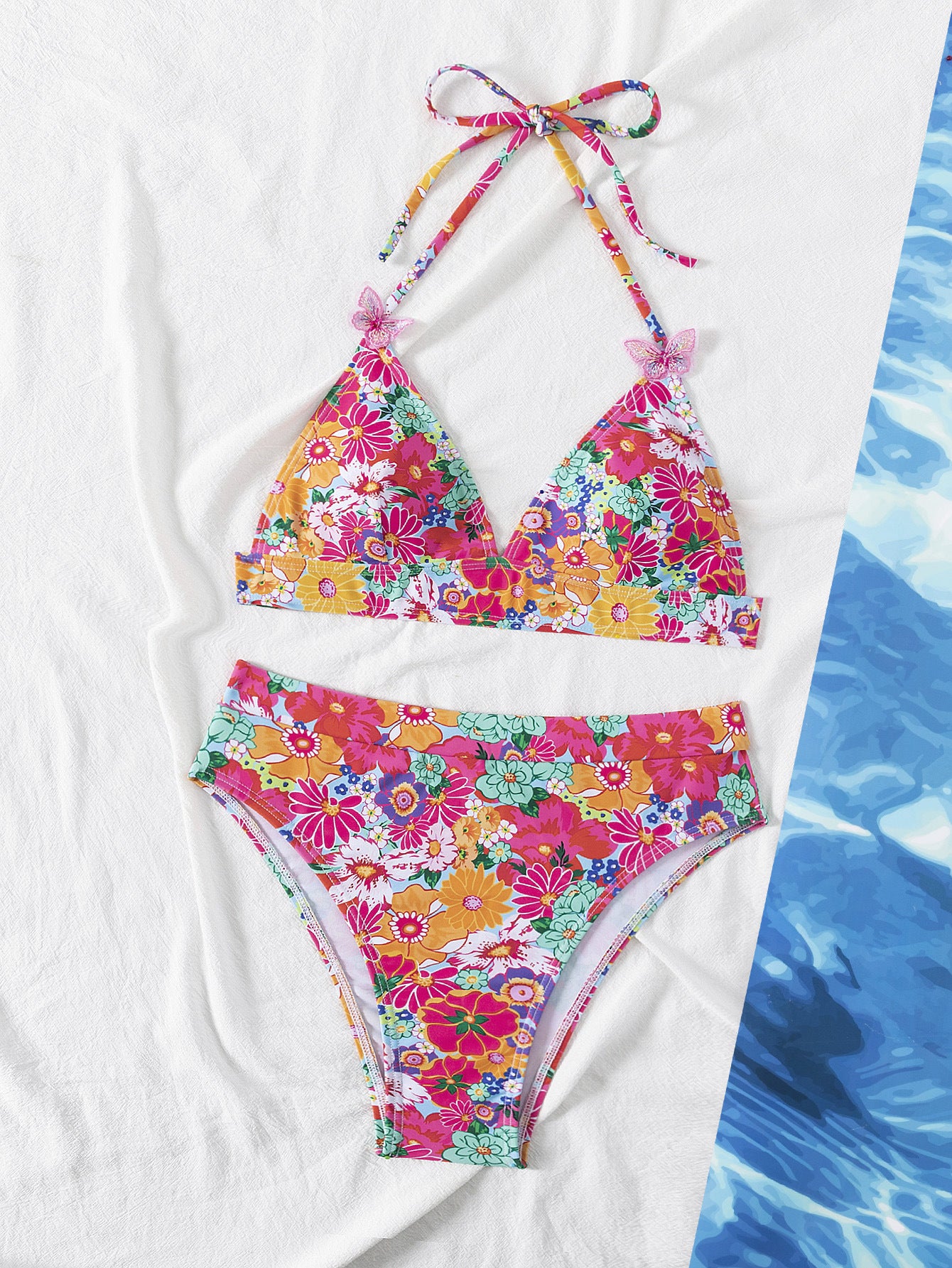 Style européen et américain Bikini maillot de bain Amazon Dentelle-Up Backless Sexy Floral Beach Biki