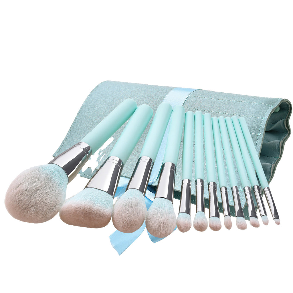 Poignée bleu clair maquillage doux doux cheveux Fondation Eye Shadow Brush