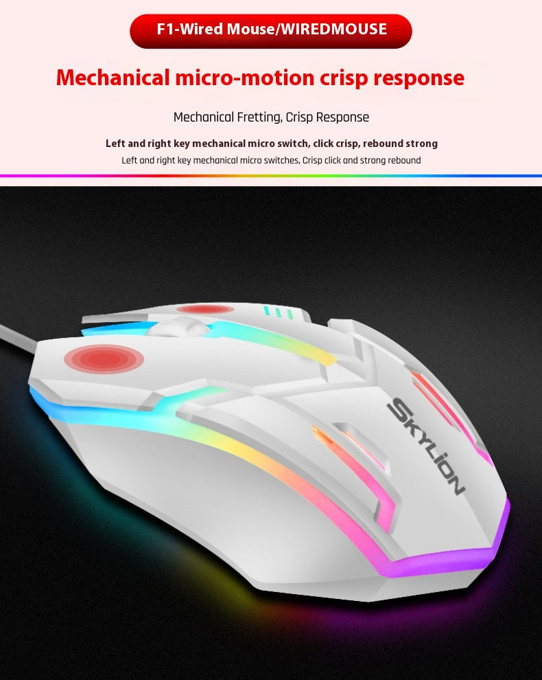 Wired Luminous Mouse Office Accueil Jeux Ordinateurs de bureau USB et Ordinateur portable Universal PlayerUn