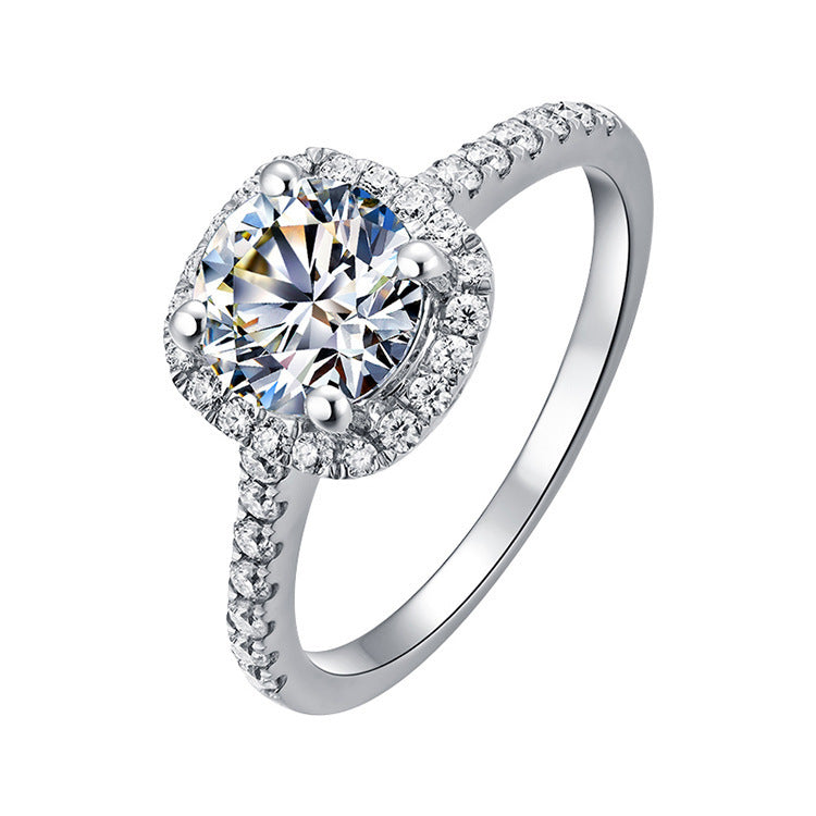 Dames Moissanite 1 Carat Diamond Ring Luxury Round Diamond Princess Square Ring