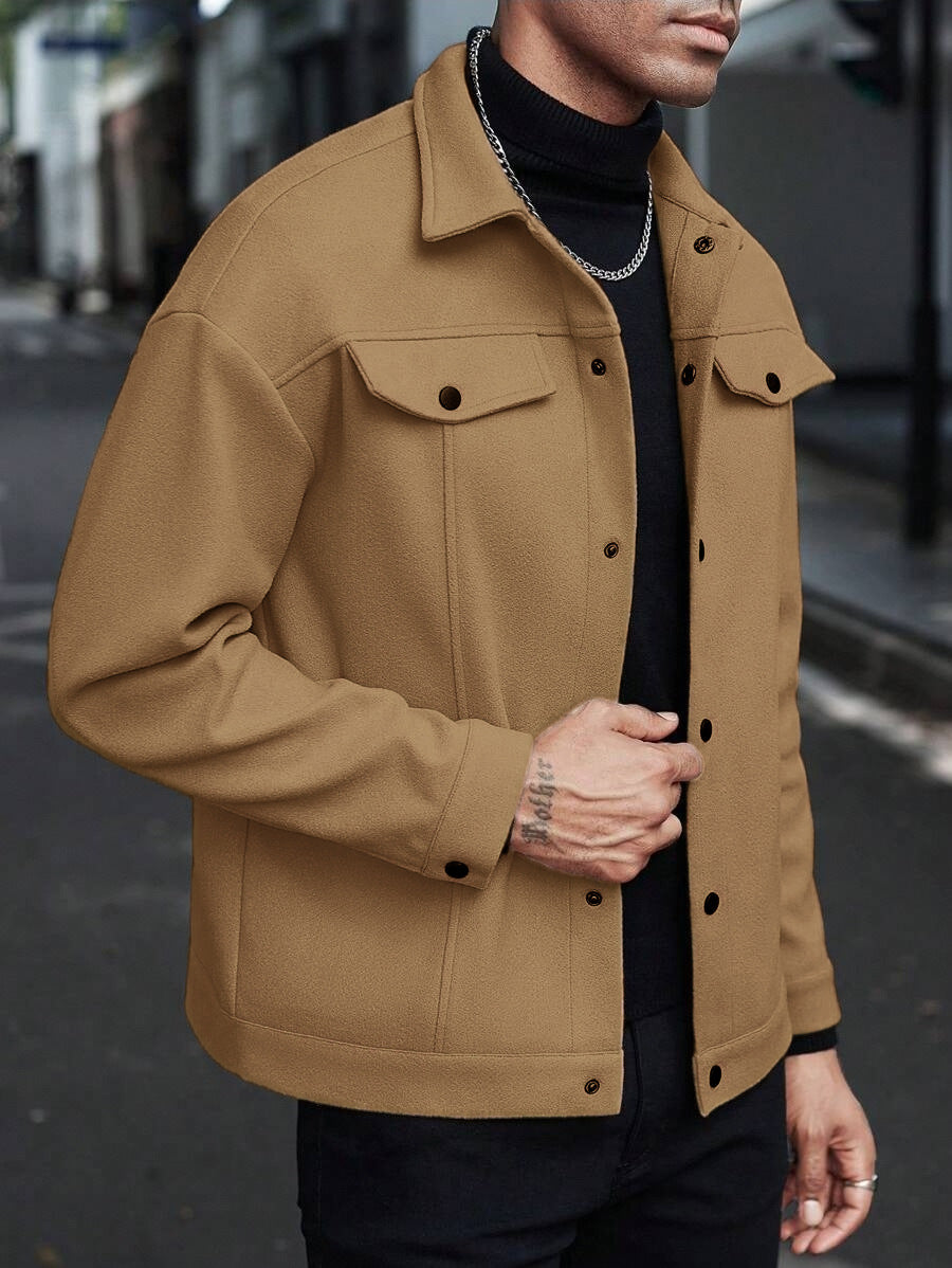 European And American Amazon Temu Autumn And Winter Style Homme Woolen Lapel Jacket Casual