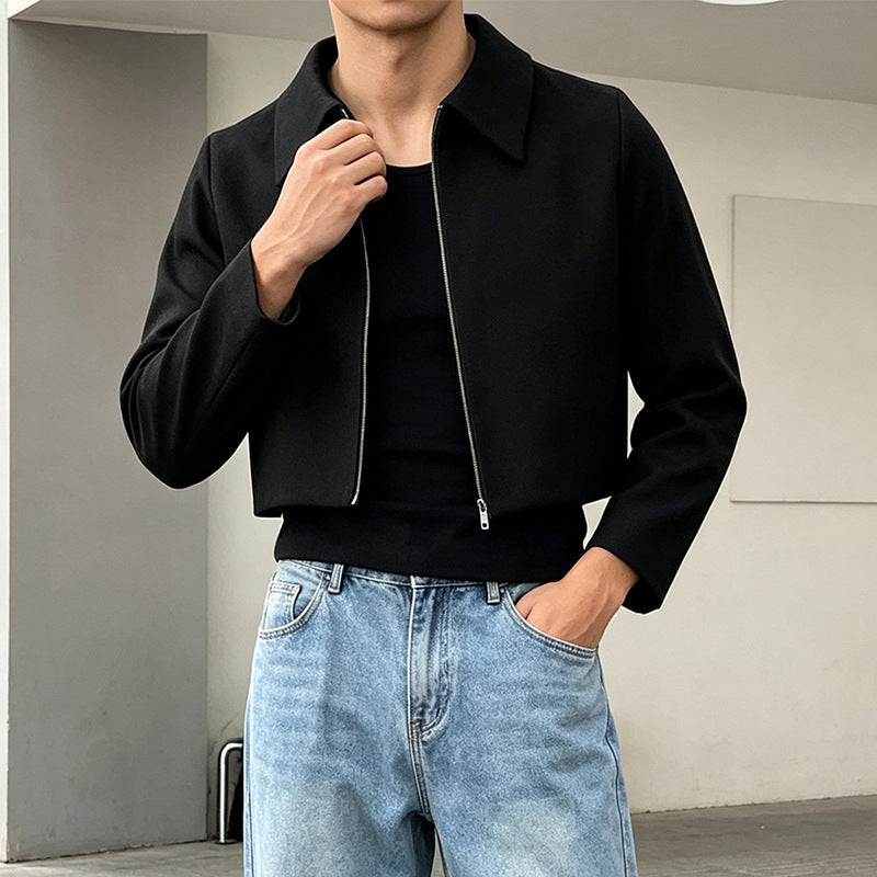 Veste Lapel pour hommes avec une fermeture éclair bidirectionnelle