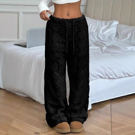 Pantalon casual chaud à l'avant couleur solide pour femmes