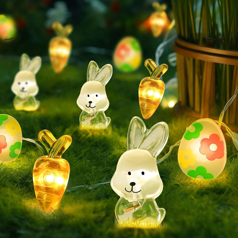 Lapin Carotte Chick et Oeuf de Pâques Lampes de fil de cuivre alimentées par batterie pour la décoration de Pâques