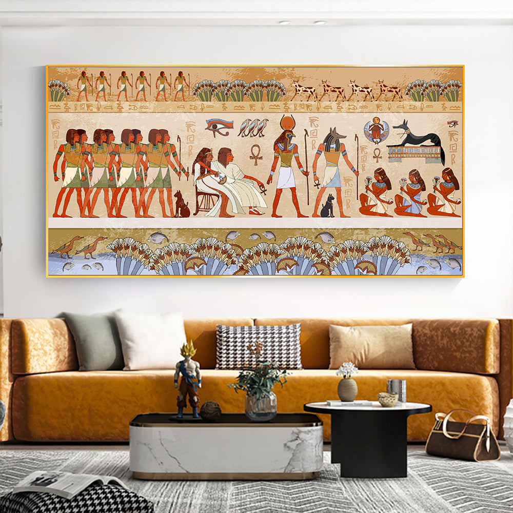 Vieux vieux rituels pharaoniques égyptiens imprimés sur toile