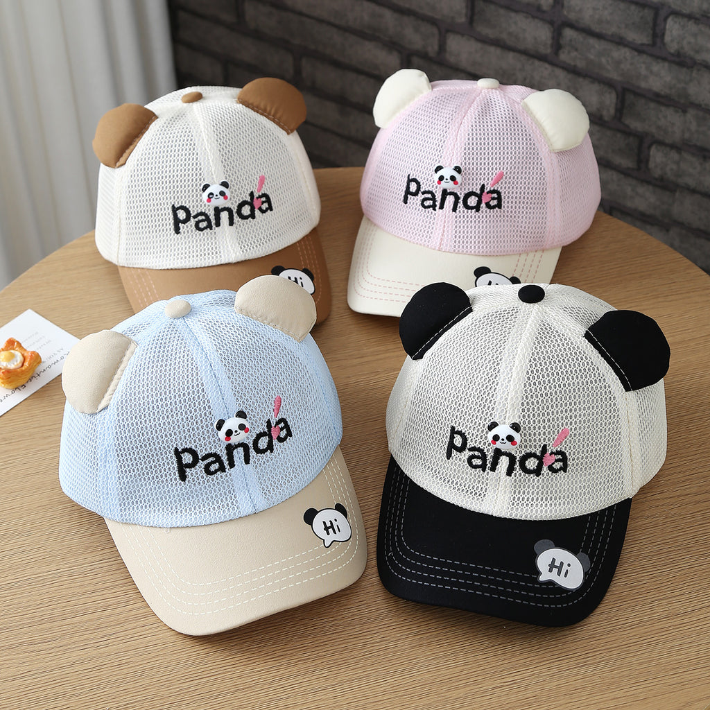 Lettre brodée d'été Mesh Cartoon Panda Respirant Cap de baseball bébé pour les garçons et le gir