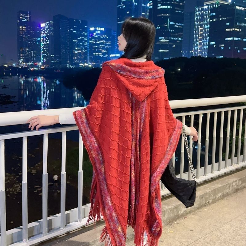 Châle à capuchon de style ethnique pour les femmes