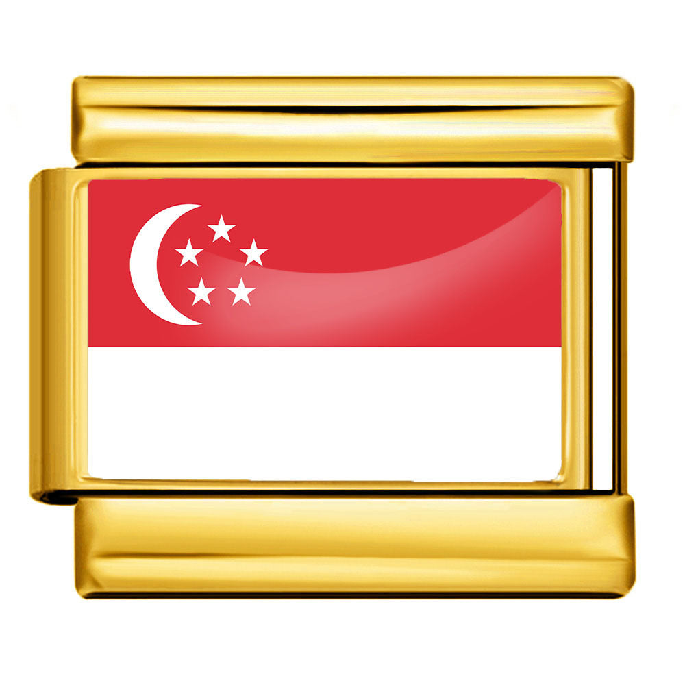 Arrière-plan d'or World Flag Photo Epoxy Italien Module Bracelet