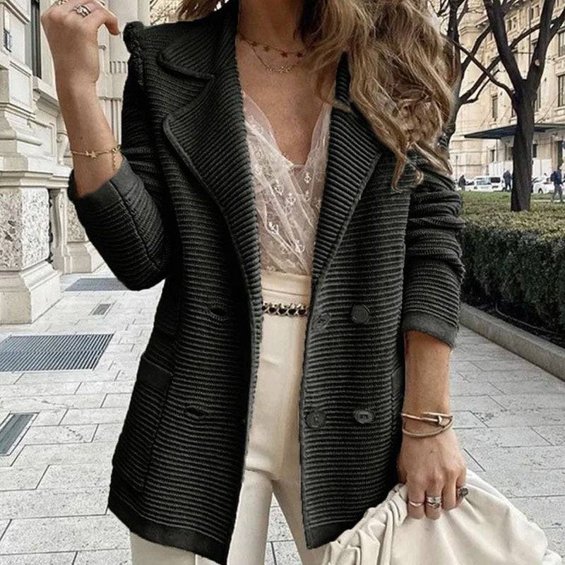 Veste Lapel Double Breasted Knit Blazer