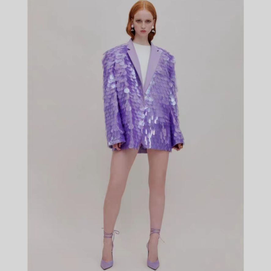 Manteau de mode à paillettes détaché Top High Dinner Party