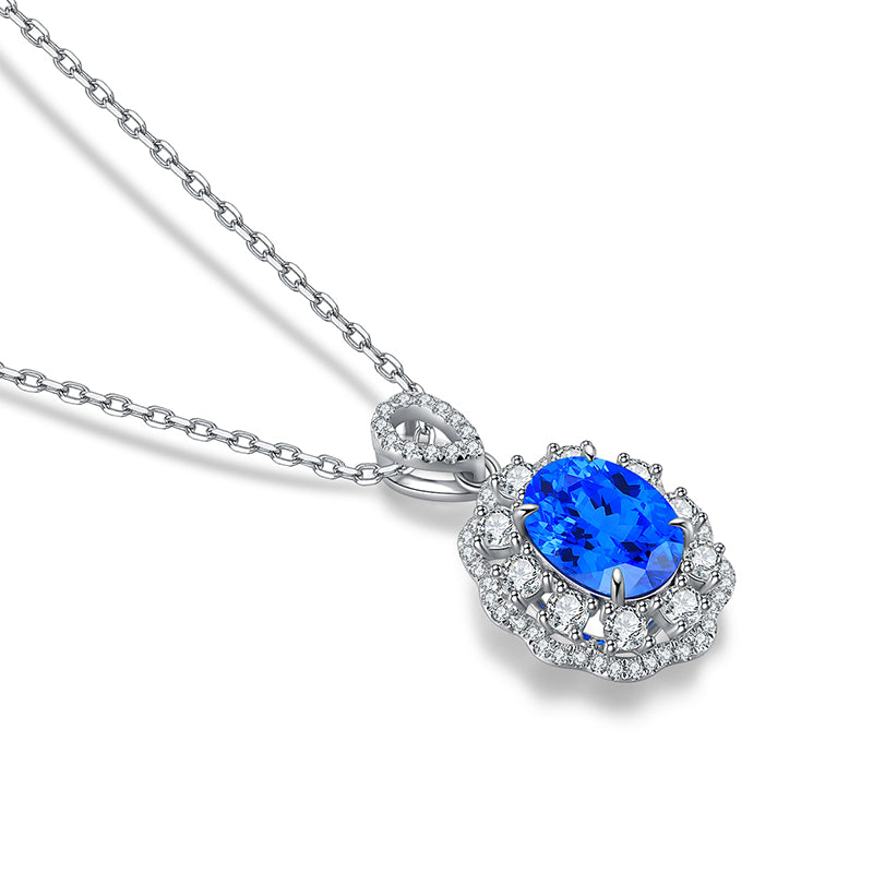 S925 Silver 4g Lab-Created Cobalt Spinel Paraiba Collier