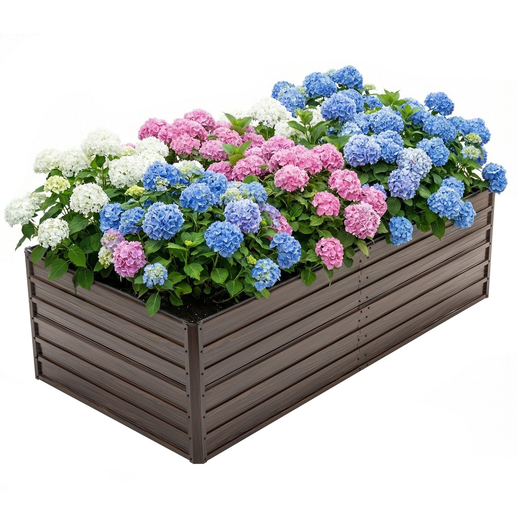 Aesthésique et métal de grain de bois: 8x4x2FT Kit lit de jardin surélevé galvanisé - Large Out