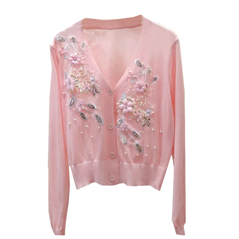 Cardigan en tricot pour femmes à col V